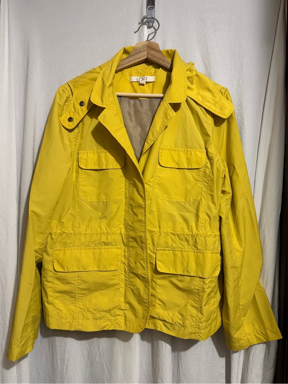 LOFT Bright Yellow Utility Jacket with Flap Pockets